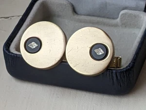 Cufflinks Modernist Gold Tone Black & Crystal Accents Pat. Pend. MCM NOTE - Picture 1 of 14