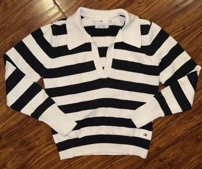 Suéter Tommy Hilfiger Náutico Algodón Tejido Cuello Pop 2002 Preppy Rayas Talla M Foto 1 de 4