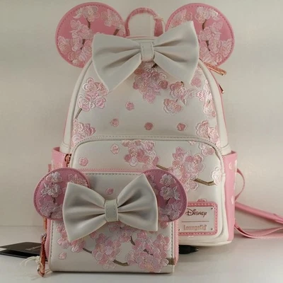 Loungefly Disney Minnie Mouse Cherry Blossom Ears Mini Backpack & Wallet Set - Image 1 of 4