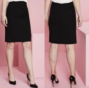 DKNY Damen 2 schwarze Bleistiftrock adrette Wolle neutral Büro klassisch Party formell - Bild 1 von 8