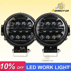 7" Round LED Pods Driving Lights Bar White DRL Light Flood Spot SUV Offroad ATV - Foto 1 di 10