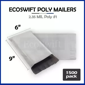 1500 6 x 8 ECOSWIFT WHITE POLY MAILERS SHIPPING ENVELOPES SELF SEAL BAGS 2.35MIL - Picture 1 of 5