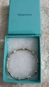 Tiffany & Co Bamboo Bangle Nature Leaf Plant Cuff Bracelet Medium 925 Authentic - Picture 1 of 4
