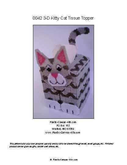 Kitty Cat Tissue Topper-Plastic Canvas Pattern or Kit - Image 1 of 1