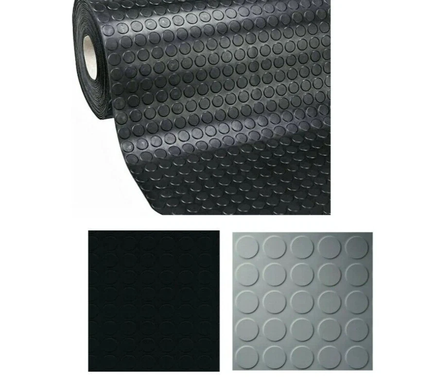 TAPPETO GOMMA Bolle NERO/GRIGIO IN PVC COPERTURA PAVIMENTO H 1 MT SPESSORE MM. 1 - Immagine 1 di 4