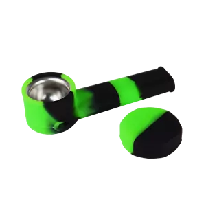 Silicone Pipe Cap Lid ~ Neon Green & Black Metal Bowl ~ 3.5 inch smoking tobacco - Picture 1 of 2