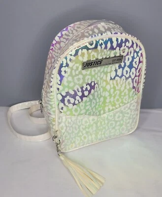 Mochila Justice Niñas Mini Mochila Transparente Perla Estampado Leopardo Kittycore Foto 1 de 4