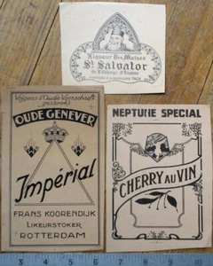 THREE Printer's Proof 1930s Bottle Labels - Cherry au Vin, Oude Genever - Picture 1 of 1