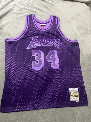 Mitchell & Ness Lakers Shaquille O'Neal Monochrome Purple 96-97 Jersey  Size 2XL Cover