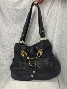 B Makowsky Hobo Bag Black Soft Leather Purse w Gold Hardware - Picture 1 of 8