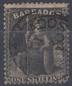 BARBADOS 1872 QV BRITTANIA 1/- BLACK USED (ID:741/D52701) - Picture 1 of 1