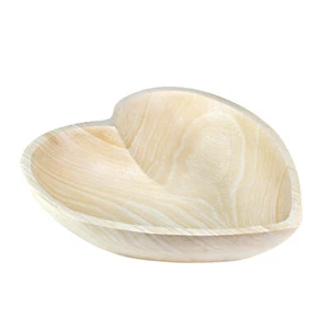 Vintage Heart Shaped Natural White Tamarind Wood Hand Carved Tray Bowl - Picture 1 of 5