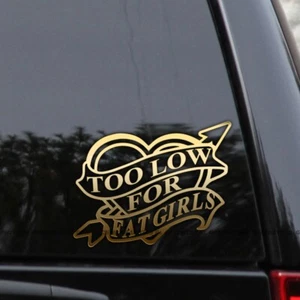 Too Low for Fat Girls – Heart & Arrow Funny Vinyl Decal Sticker - Picture 1 of 2