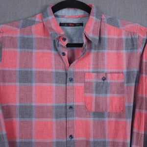 Camisa estoica para hombre talla grande roja gris jaspe a cuadros manga larga abotonada - Imagen 1 de 11