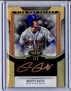 Brett Baty RC Gold Ink On Card Auto True 1/1 2024 Topps Tier One Mets - Bild 1 von 1