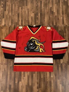 Vintage Calgary Flames Jersey Alternate Blasty Athletic Knit 8 Signatures Size M - Bild 1 von 9