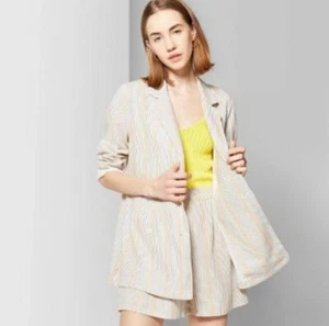 Women's Striped Oversized Double Breasted Blazer - Wild Fable -Multicolor - B302 - Picture 1 of 2