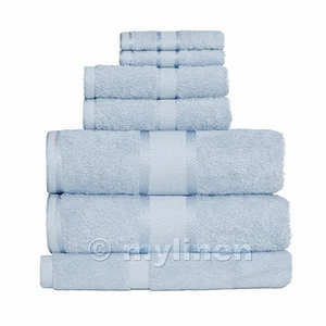 Baby Blue 100% Cotton Towel Range Sets or Pcs Bath Sheet Towel Hand Face Mat - Picture 1 of 8