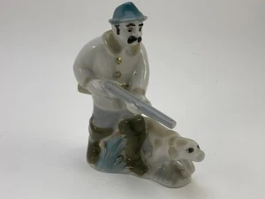 Vintage 50er Jahre UdSSR Mini Statue Figur Polonoe Männer mit Hund Porzellanfigur - Bild 1 von 7