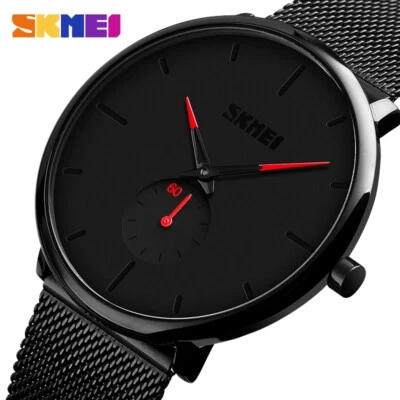 SKMEI Hombres Relojes de Cuarzo Negro Malla Acero Reloj de Pulsera Informal Negocios Reloj Hombre Foto 1 de 4