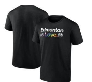 EDMONTON is LOVE PRIDE Hockey Short SLEEVE T-Shirt N H L OILERS - XL - Picture 1 of 3