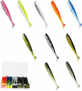 100Pcs Paddle Tail Swimbaits Lures, Soft Plastic Fishing Lures Kit, 2.75" Bass F - Picture 1 of 6