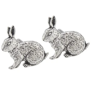 English Made Rabbit Pewter Cufflinks in a Cufflink Box X2TSBCA17 - Picture 1 of 1