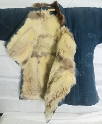 VINTAGE RARE QING TRADITIONAL SILK TEAL JACKET FULLY LINED  W/FOX FUR SMALL - Image 1 of 4