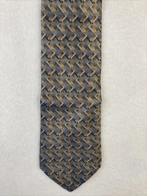 Cambridge Classics Necktie Geometric Green Bronze & Blue 100% Silk Tie EUC 60” - Image 1 of 4