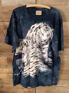 The Mountain Tshirt White Siberian Tiger Dyed & Printed Sz. XL 100% Cotton EUC - Picture 1 of 14