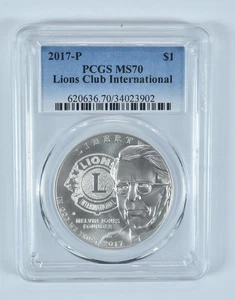 2017-P Lions Club Commemorative Dollar MS70 PCGS Blue Label *8051 - Picture 1 of 5