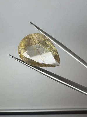 QUARZO RUTILATO NATURALE 3,23CT taglio GOCCIA 14x23mm PIETRA PREZIOSA - Imagen 1 de 4