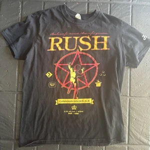 RUSH Golden Ale graphic T-shirt Size M.Geddy Lee, Alex Lifeson Neil Peart - Picture 1 of 5