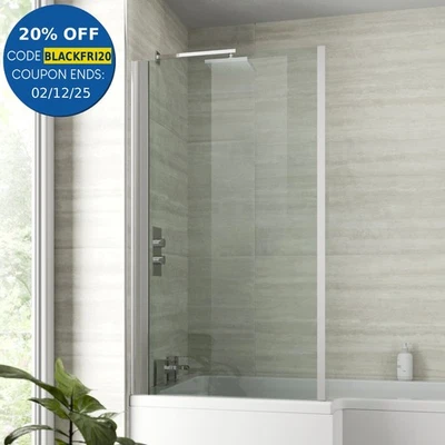 Modern Bathroom Square L Shape Over Bath Shower Screen Only 5mm Toughened Glass - Image 1 of 4