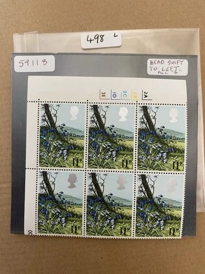 GB 1979 Spring Flowers 11p Block MNH (Head Shift Flaw) (498) - Image 1 of 2
