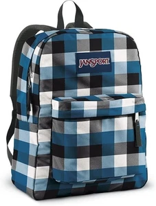 JanSport Superbreak Backpack, Back to School bag, Rucksack,Blue Streak Block Chk - Picture 1 of 1