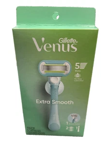 Gillette Venus Extra Smooth Green Women's Razor Handle + 2 Blade Refills - Picture 1 of 2