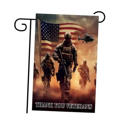Флаг сада на День ветеранов, двусторонний We Appreciate You патриотический двор серый - Изображение 1 из 4