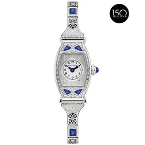 Bulova 96L340 Quartz Stainless steel Sapphire Art Deco Miss America Ladies - Picture 1 of 6