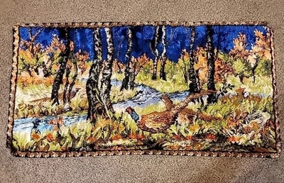 Alfombra tapete vintage faisán tapiz arte paisaje 37"x19" Foto 1 de 4