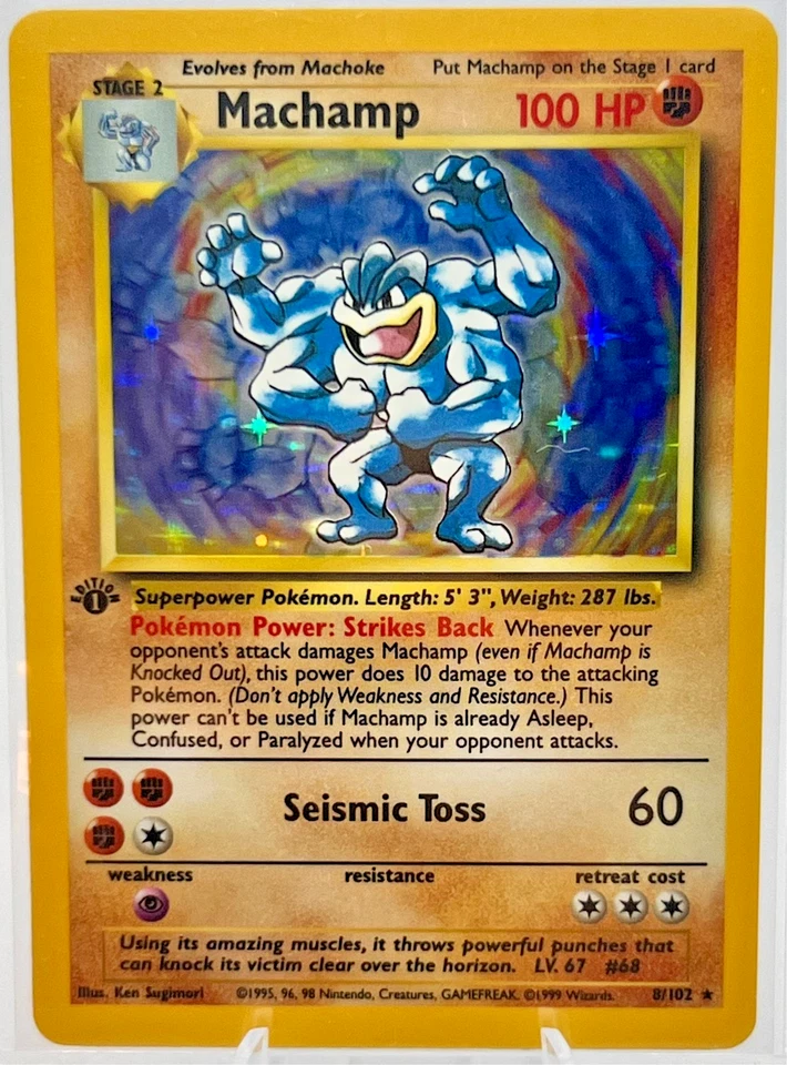 Pokemon Machamp 008/102 1st Edition 1999 Vintage Base Set Rare Holo Mint - Image 1 of 3