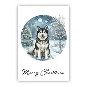 Alaskan Malamute Christmas Card. Dog Lovers Card From the Dog to Mum Dad Groomer - Picture 1 of 7