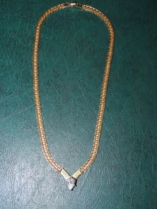 18" NECKLACE PEAR SHAPE CUBIC Z GOLD TONE MAGNET CLASP FANCY VINTAGE - Picture 1 of 3