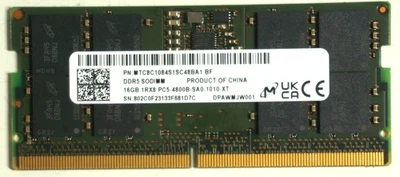 Micron 16GB 1Rx8 PC5-4800B-SA0-1010-XT Laptop RAM Memory - Image 1 of 4