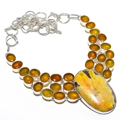 Ape Diaspro, Onice Gemma 925 Argento Sterling Gioielleria Collana - Immagine 1 di 4