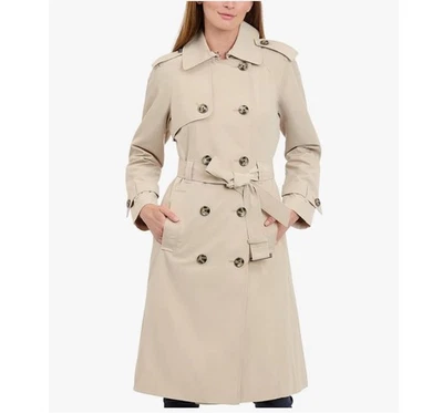 London Fog Womens Trench Coat Stone Double Breasted Belted, NWT, Beige, Medium - Image 1 of 4