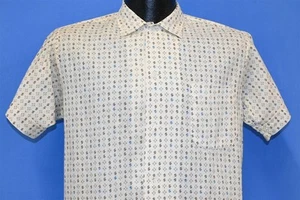CAMISA JUVENIL VINTAGE AÑOS 50 BOTÓN DELANTERO CABALLEROS ESTAMPADO BLANCO ROTO 18 XL - Imagen 1 de 5