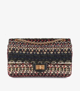 Chanel Multicolour Tweed & Black Lambskin Leather Paris-Salzburg 2.55 Reissue - Afbeelding 1 van 11