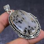 Natural Montana Agate Gemstone 925 Steling Silver Jewelry Pendant 2.36&quot; Gift q08