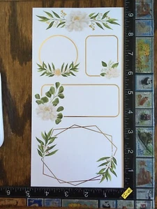 FLORAL THEME, FLOWERS & LEAVES, LABELS, ONE SHEET PAPER STICKERS #FLORAL16 - Picture 1 of 2